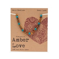 Amber Child's Necklace - Ocean Love