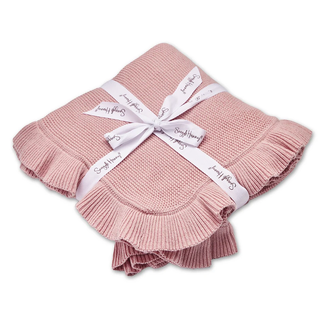 Organic Cotton Ruffle Knit Baby Blanket Rosa Pink