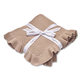 Organic Cotton Ruffle Knit Baby Blanket Hazelnut
