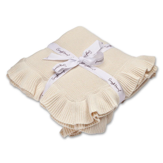 Organic Cotton Ruffle Knit Baby Blanket Cream