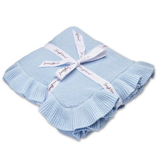 Organic Cotton Ruffle Knit Baby Blanket Baby Blue