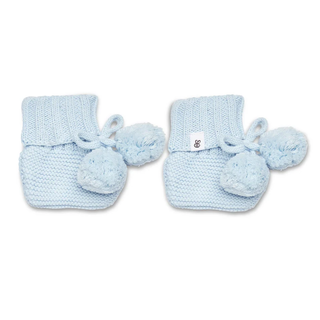 Organic Cotton Knit Booties Baby Blue