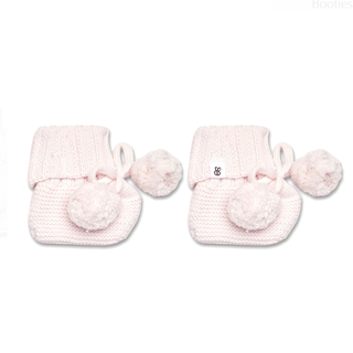 Organic Cotton Knit Booties Blush Pink