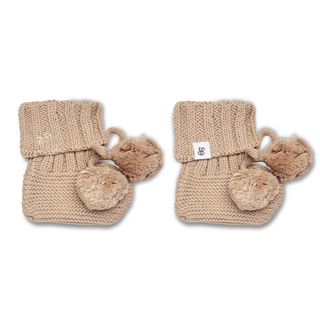 Organic Cotton Knit Booties Hazelnut