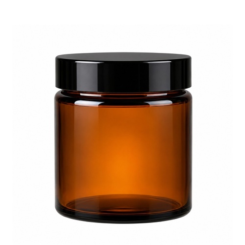 Amber Glass Jar with Black Wadded Lid 50ml