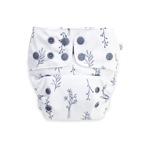 Cloth Nappy - Grey Folk Botanical