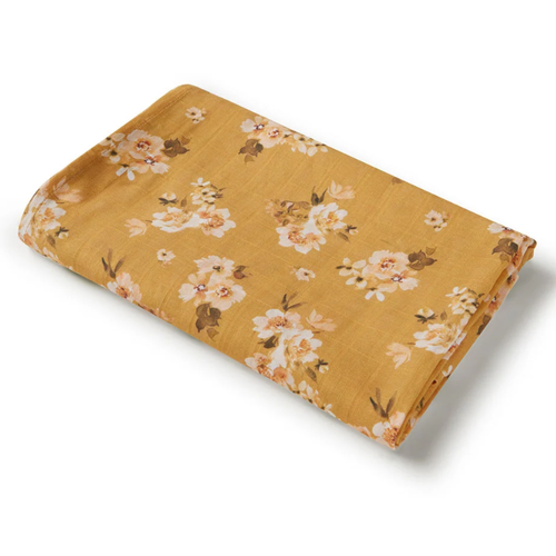 Organic Cotton Muslin Wrap Golden Flower