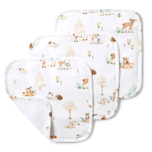 Organic Cotton Wash Cloths Woodland